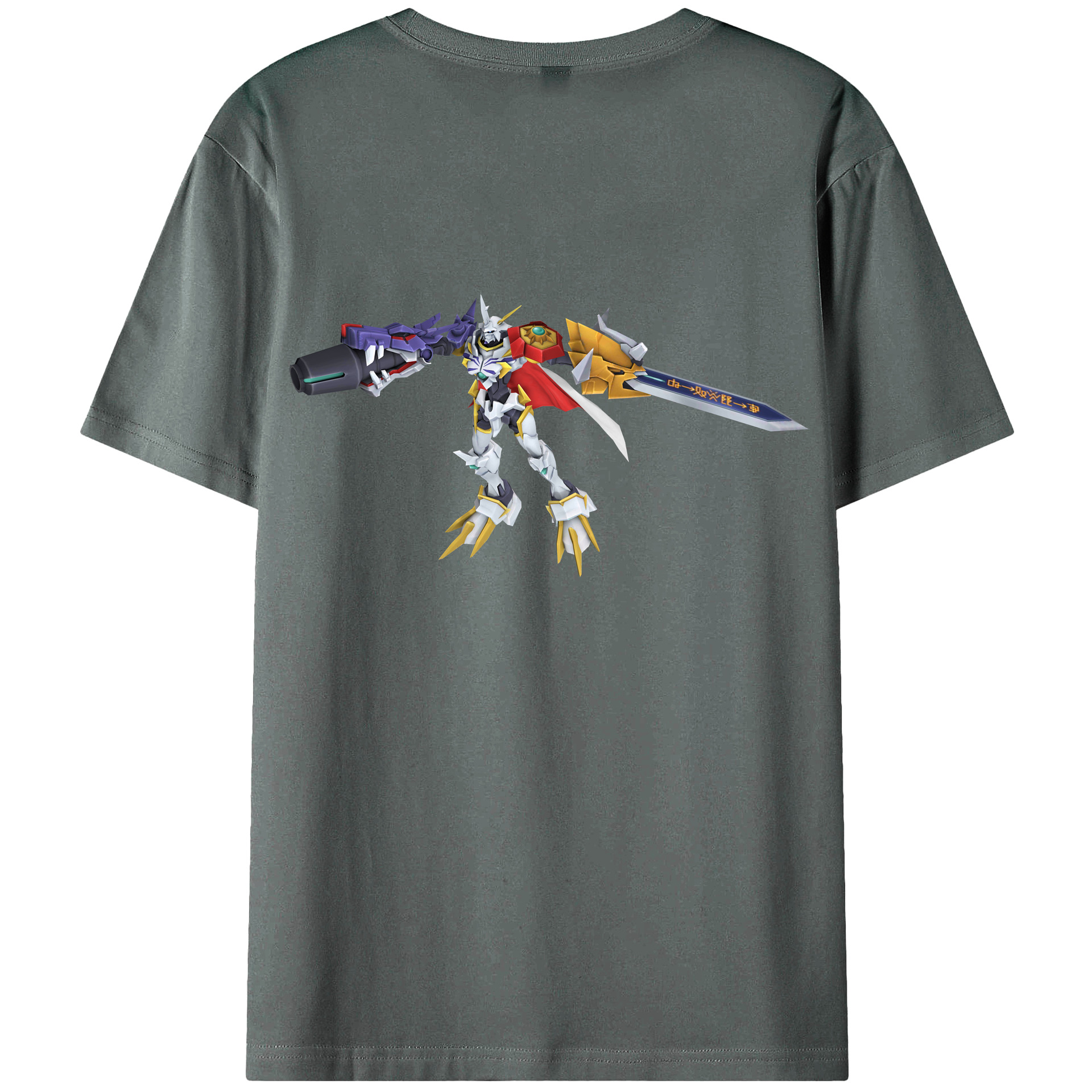（画像用） Digimon デジタルモンスター/デジモン 綿100％ メンズ半袖Tシャツ（バックプリント） 通気性